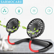 USB Mini Neck Fan Rechargeable Portable Hanging Neckband Fan Neck Sports Fan 3 Speed Adjustable Dual Electric Cooler Fan