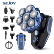 Sejoy Electric Bald Shaver for Men 7 Heads Beard Razor Hair Clipper Facial Cleaner Massager Nose Trimmer IPX7 Fully Washable