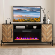 BELLEZE 68" TV Stand with 36" Electric Fireplace Heater, Entertainment Center with Storage Cabinet