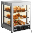 Commercial Food Warmer Display,Countertop Pastry Warmer w/Temp Knob & Display 0.6L Water Tray, Stainless Frame Glass Door