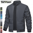 Men's Lightweight Bomber Jacket Spring Fall Thin Casual Coat Full-Zip Work Coats