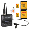 Tascam DR-10L Digital Recorder & Lavalier Mic with Two 32GB SD Cards & Reader