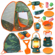 Kids Camping kit with Pop-up Tent for Indoor Outdoor Pretend Play Toy 17 PC Kit