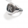 New DAVID YURMAN Pave Initial Letter R Pinky Ring in Diamond & Silver Size 4.5