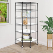 6Tier Corner Shelf Shelving Wire Metal Rack Storage Organizer Heavy Duty w/Wheel