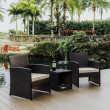 3PC Patio Outdoor Chairs set with  Table, Outdoor Wicker Furniture set for Lawn