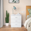 Wooden Nightstand with 3 Drawers Bedside Table Accent Bedroom Chest Of Dresser