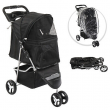 3-Wheels Foldable Pet Stroller w/Cover, Pet Strolling Cart for Small/Medium Dogs