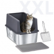 XXL Double Layer Stainless Steel Cat Litter Box Easy Clean with Lid, Mat, Scoop