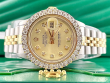 Rolex Ladies Datejust 26mm 18k Yellow Gold/Steel ICED 2ct Diamonds Yellow Dial