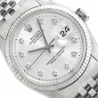 MENS ROLEX DATEJUST 18K WHITE GOLD & STAINLESS STEEL SILVER DIAMOND DIAL WATCH