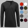 Men's Long Sleeve 3 Button Henley Waffle Knit Thermal Undershirt Tee Free Ship