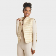 Women's Zipper Quilted Relaxed Puffer Vest Poplin Lightweight Stand Up Collar