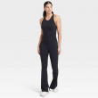 JoyLab Women's High Neck Flare Active Bodysuits Yoga Gym Workout Jumpsuit