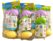 27pk LARGE 3in x 2in Crafting Plastic PASTEL EASTER EGGS w/Cute Stickers 10z