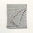 Hearth & Hand Magnolia 60x50" Grid Lines Linen Fringe Throw Blanket, Light Gray