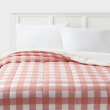 Room Essentials Faux Shearling Comforter Plush, Pink/Rust Plaid, Twin/TwinXL