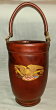 Vtg Cairns & Brother brown leather fire bucket w eagle & shield, antique repro