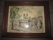 Vtg Herbelot "Les Bouquinistes" framed watercolor lithograph, signed & numbered