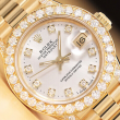 ROLEX LADIES DATEJUST PRESIDENT FACTORY DIAMOND DIAL 1.5 CT BEZEL 18K GOLD WATCH