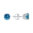 2 Ct Round Blue VS Lab Grown Diamond 14K White Gold Earrings Studs Screw Back