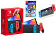 Nintendo Switch OLED Neon + Mario ✨ Sparks of Hope & Screen Protector Bundle