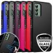 For Cricket Outlast/AT&T Jetmore Case Rubber Hard Hybrid Cover +Tempered Glass