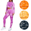 Women's Cropped Hoodie & Leggings Tie-Dye Pattern Fitness Gym Tracksuit Set