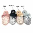 Women Slipper Faux Fur Knit Bow Design Soft Warm Footbed Comfortable House Shoes