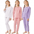 Therma Tek Girls Cotton Waffle Thermal Underwear Long Johns Top & Bottom Set