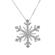 Diamond Snowflake Pendant Necklace in .925 Sterling Silver -18 inch Box Chain