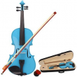 Sky Blue Basswood 4/4 Adult Acoustic Right Handed Violin w/ Case Bow Rosin