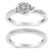 .925 Sterling Silver 1/4 Cttw Diamond Engagement Ring and Wedding Band Set