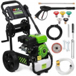 4000PSI Pressure Washer 2.5GPM Gas Power Washer with Foam Cannon Green Portable