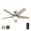 Hunter Fan 52 inch Brushed Nickel Contemporary Ceiling Fan with Light and Remote