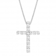 Finecraft Cross Pendant Necklace with Cubic Zirconia in Sterling Silver, 18"