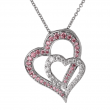 Finecraft Touching Hearts Necklace with Cubic Zirconia in Sterling Silver, 18"