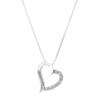 Finecraft 1/10 cttw Diamond Curved Heart Pendant Necklace in 10K White Gold, 18"