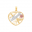 Finecraft Abuela Heart Charm in 14K Three-Tone Gold