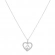 Finecraft Open Heart Mother and Child Necklace with Diamonds in Silver, 18"