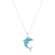 Finecraft Dolphin Necklace with MOP and Crystals in Sterling Silver, 18"