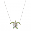 Finecraft Turtle Pendant Necklace with Crystals in Sterling Silver, 18"