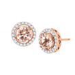 Finecraft Natural Morganite & Diamond Halo Stud Earrings in 14K Rose Gold