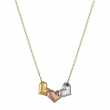 Finecraft Puffed Heart Necklace in 14K Three-Tone Gold Plated Silver, 17"