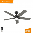 Hunter Fan 52 inch Casual Matte Black Ceiling Fan with LED Light Kit and Remote