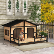 Wooden Elevated Backyard All Weather Rustic Log Cabin Pet Dog House Kit