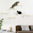 6PCs Modern Steel Cat Wall Shelves with Jumping Platform and Hammock, Cream