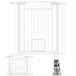 PawHut 30"-41" Dog Gate w/ Cat Door, 3-Inch & 5.5-Inch Extension Kit