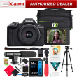 Canon EOS R50 Mirrorless Camera Black + 18-45mm F4.5-6.3 IS STM Lens Pro Bundle