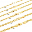 10K Yellow Gold 1mm-4mm Laser Diamond Cut Rope Chain Necklace Men Women 16"- 30"